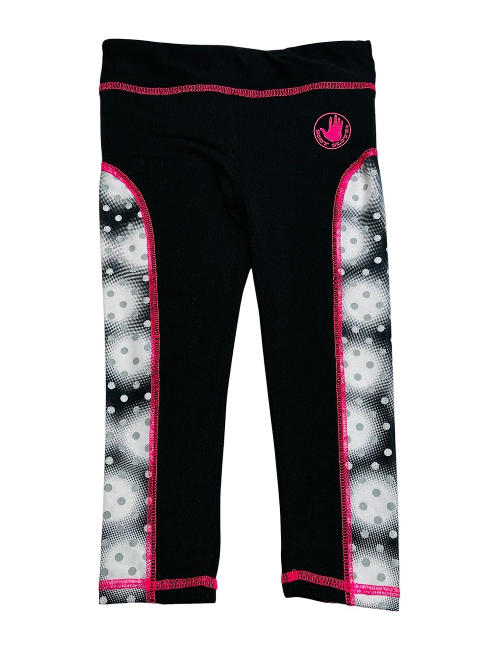 Body Glove baby girls 24M Black Leggings with Pink Trim & Gray Polka Dot Panels